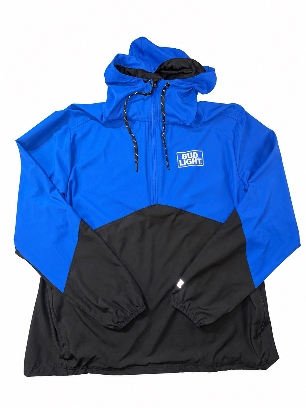 Russell Athletic Bud Light Hooded Half Zip Windbreaker Jacket Large Blue Black
